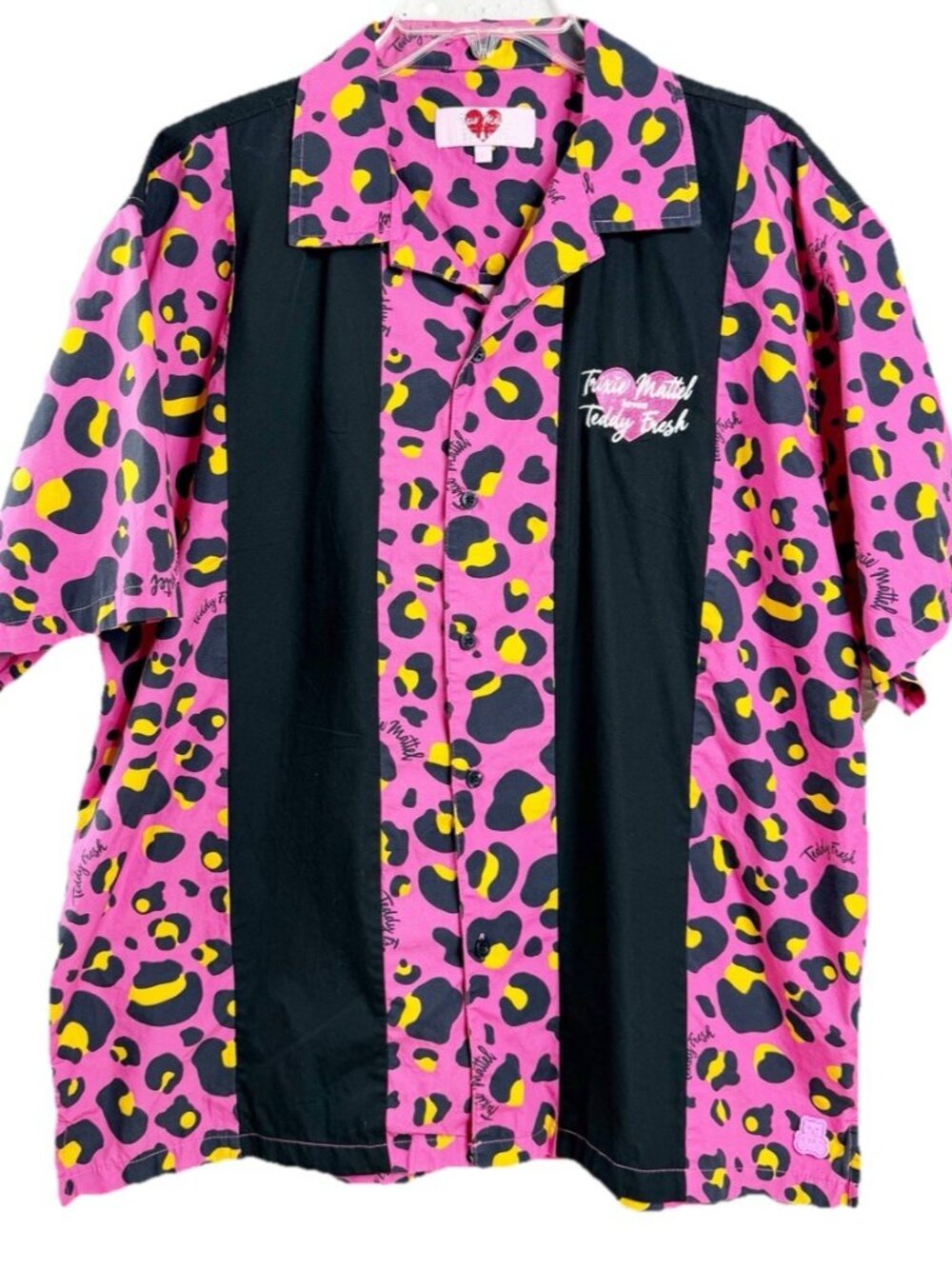 Teddy Fresh Trixie Mattel Large Leopard Button Up Shirt 100% Cotton Pink EUC